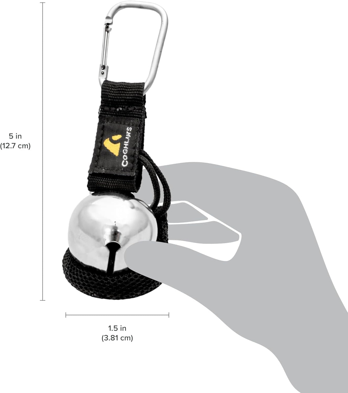 Coghlan's Magnetic Bear Bell with Silencer - Hiking Safety Gear for Wildlife Alert - Silver and Carabiner