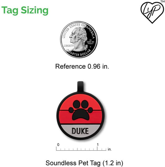 Love Your Pets - Our Original Soundless ID Tag For Pet Dog - Largest Line of Silicone No More Jingling -Durable - Never Fades - Customized Deep Engraved (Paw - Orange)