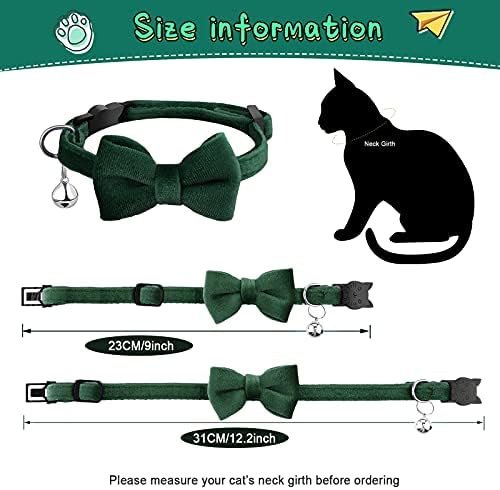 Weewooday 4 Cat Bow Tie Collar, Small, Black, Gray, Dark Green, Blue