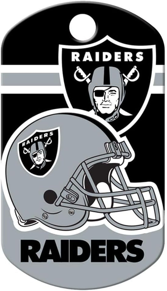 GoTags Personalized NFL Dog Tags, Custom Engraved Pet ID Tag, Oakland Raiders, Military Shape
