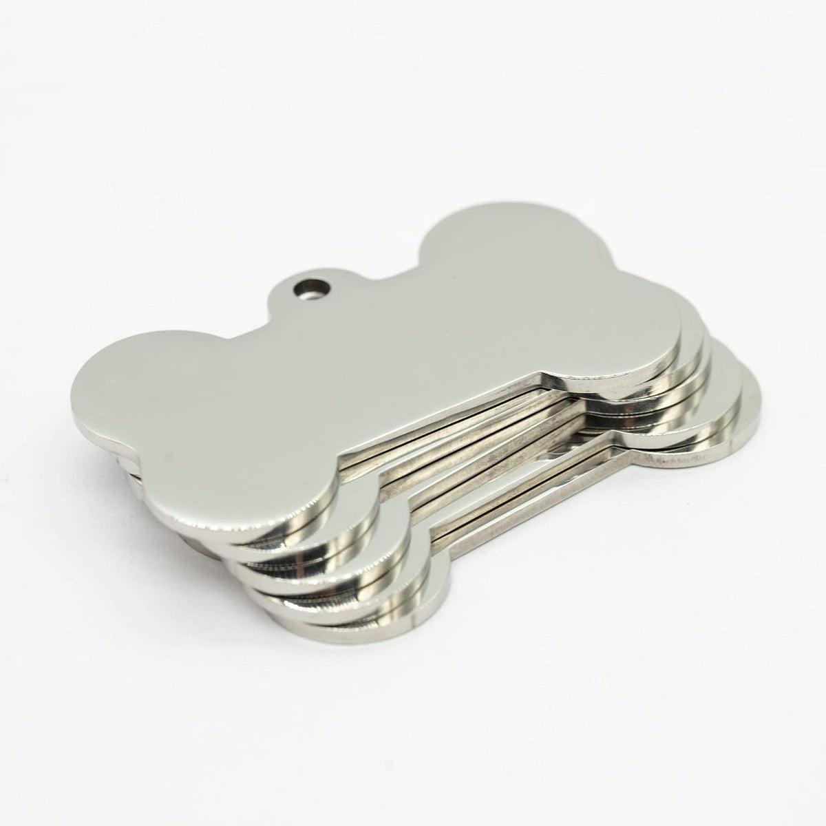 Stainless Steel Blank Bone Shape Dog Tags Stamping Blanks with Key Rings 10 Pack