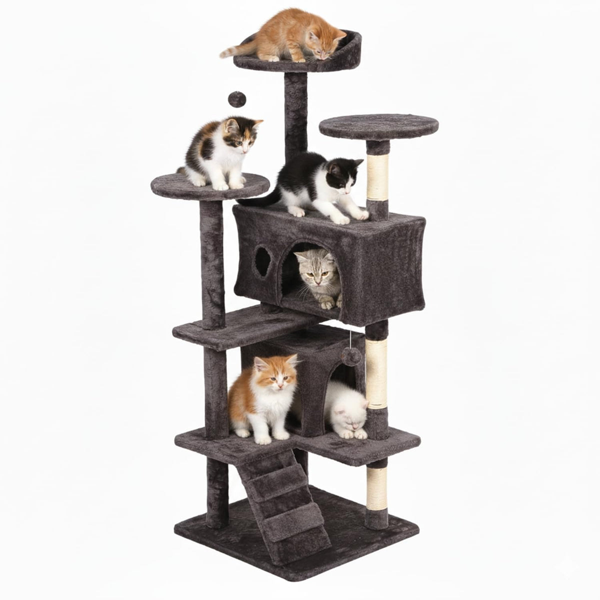 FDW | 54" Cat Tree Tower | Dark Gray | Multi-Level Indoor Activity Center