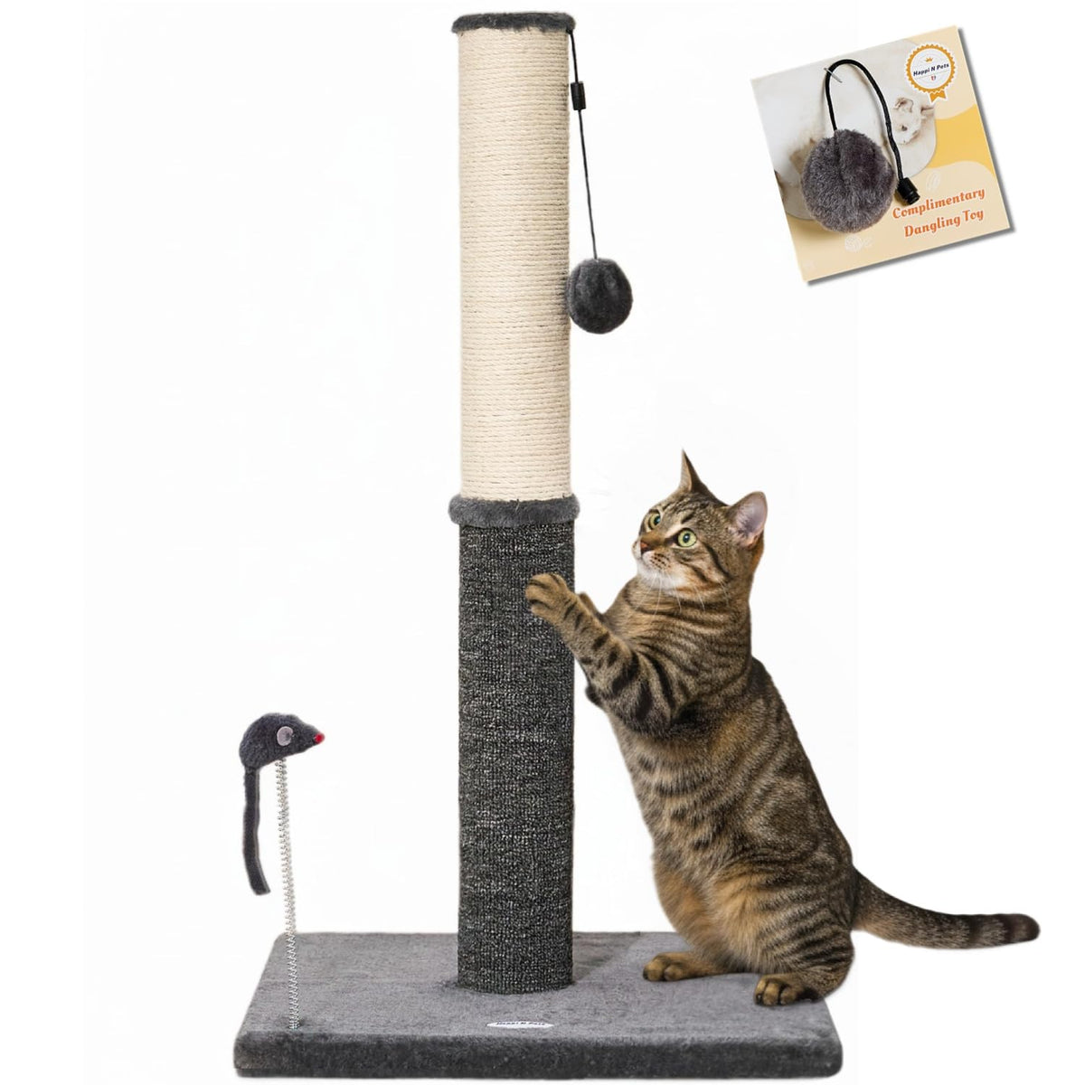 Happi N Pets Cat Scratching Post, Cat Scratchers for Indoor Cats with Toys