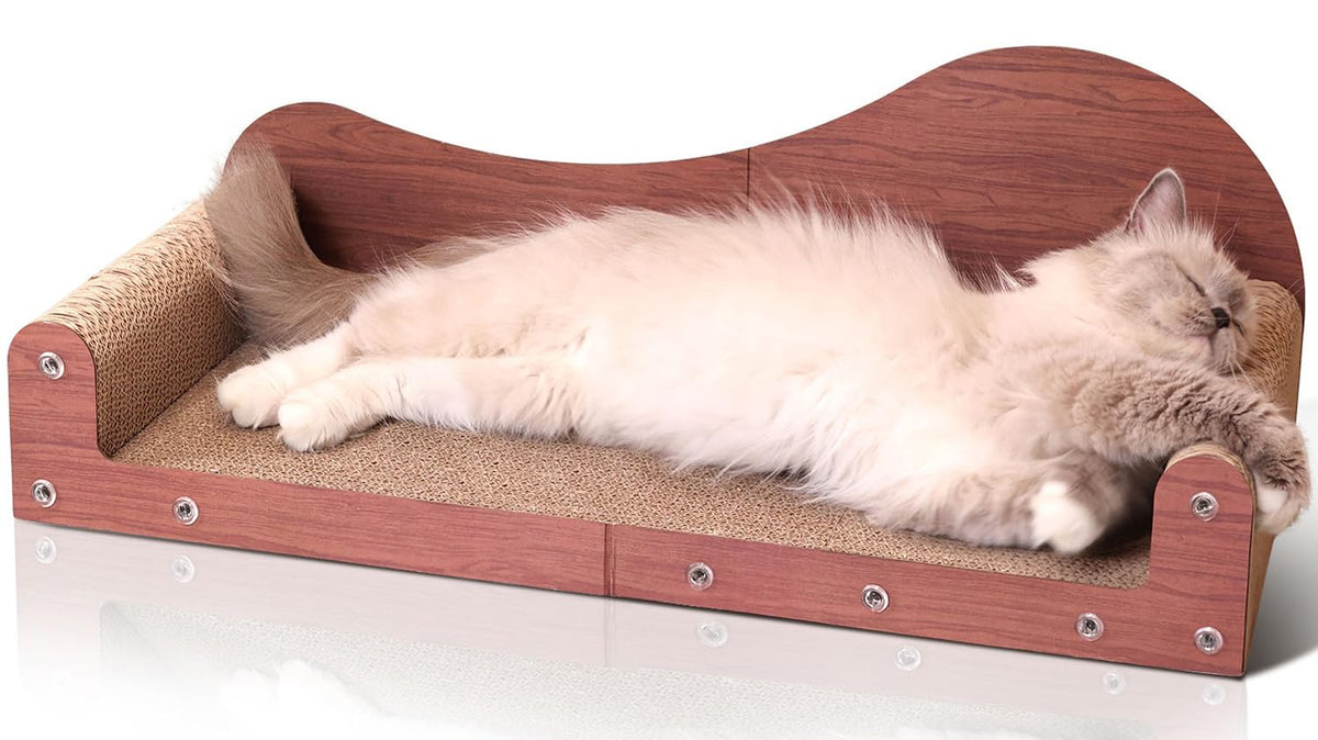 ComSaf Large Cat Scratcher Bed 26.7 in, Cardboard Cat Couch Scratch Pad