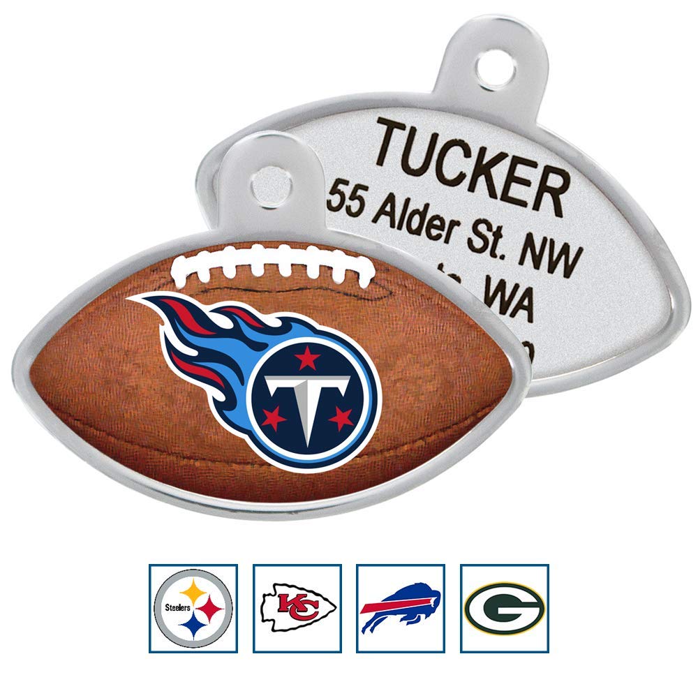 GoTags Personaized NFL Dog Tags, Kansas City Chiefs, Football Shape Custom Engraved Pet ID Tags