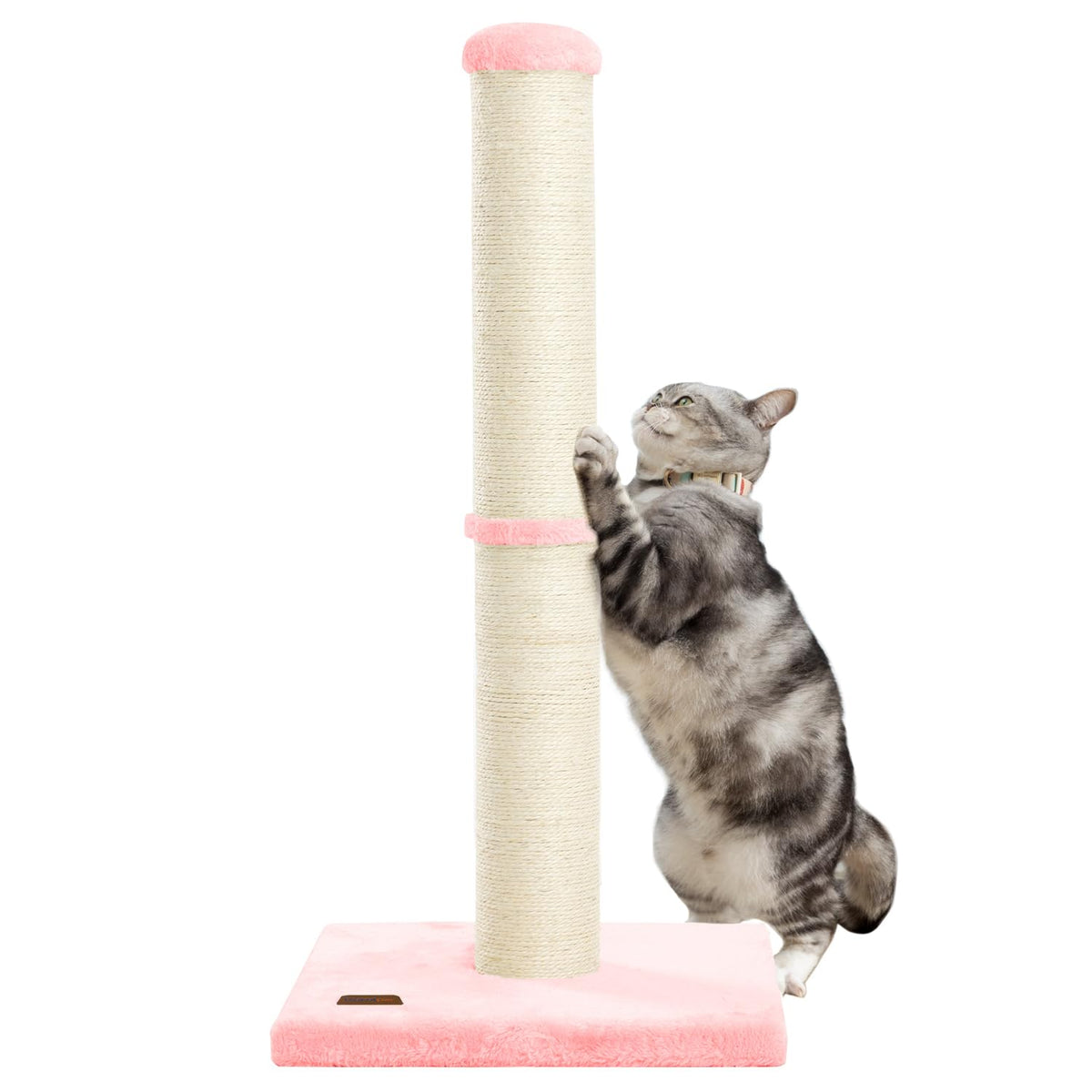 Karolpar 34inch Cat Scratching Post with Natural Sisal Rope 4.3Inch Large Diameter Scratcher Post Tree for Indoor Cats Beige