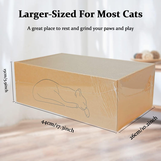 5 Packs in 1 Cat Scratch Pad with Box for Indoor Cats, Larger-Sized Durable Recyclable and Reversible Cardboard Cat Scratching Pad for Rest and Play