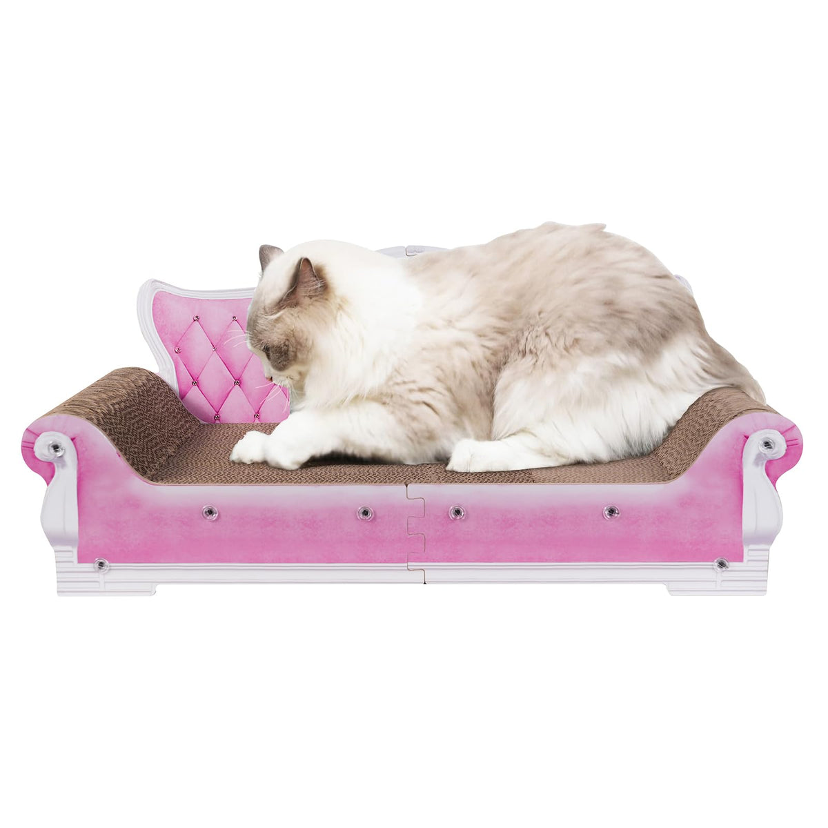 5 Packs in 1 Cat Scratch Pad with Box for Indoor Cats, Larger-Sized Durable Recyclable and Reversible Cardboard Cat Scratching Pad for Rest and Play
