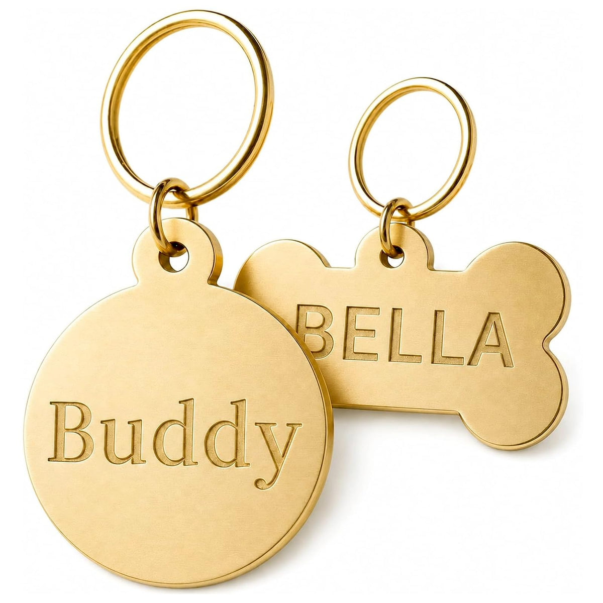 Personalized Solid Brass Dog Tag, Custom Deep Engraved Pet Tags