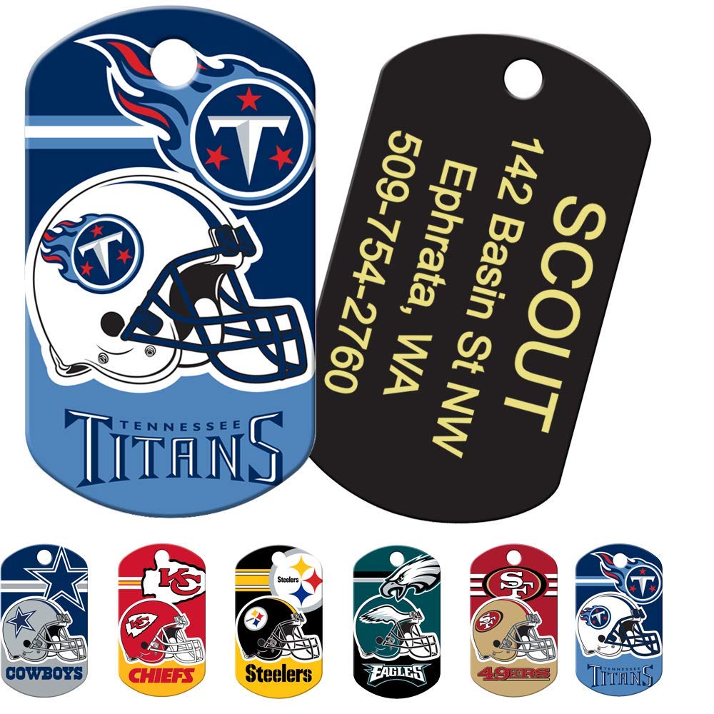 GoTags Personalized NFL Dog Tags, Custom Engraved Pet ID Tag, Oakland Raiders, Military Shape