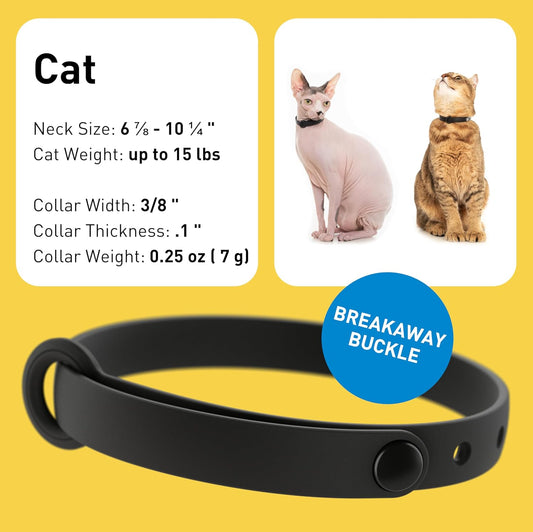 Silicone Cat Collars 2 Pack - Soft, Comfortable, and Lightweight Safety Breakaway Collar with Name Tag Ring for Outdoor Cats and Sensitive Skin Kittens by Nuvuq (6 ⅞" to 10 ¼", Black)
