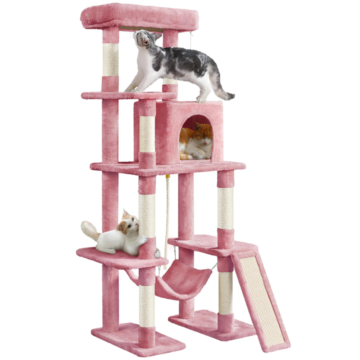 Yaheetech 63in Sturdy Large Cat Tree for Indoor Heavy Cats, Tall Tower