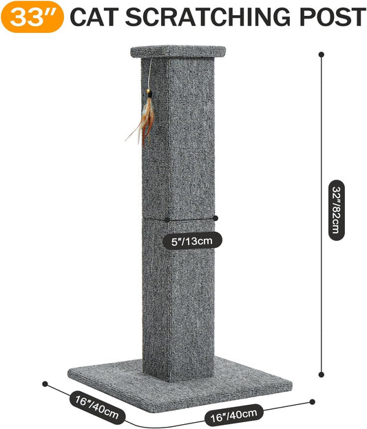 Made4Pets Cat Scratching Post for Indoor Cats, Carpet Cat Scratcher, 32"