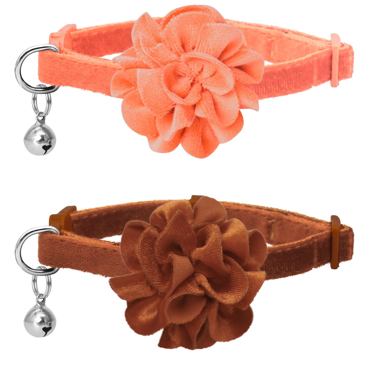 azuza 2 Pack Breakaway Cat Collars with Bell, Velvet Floral Red Cat Collar