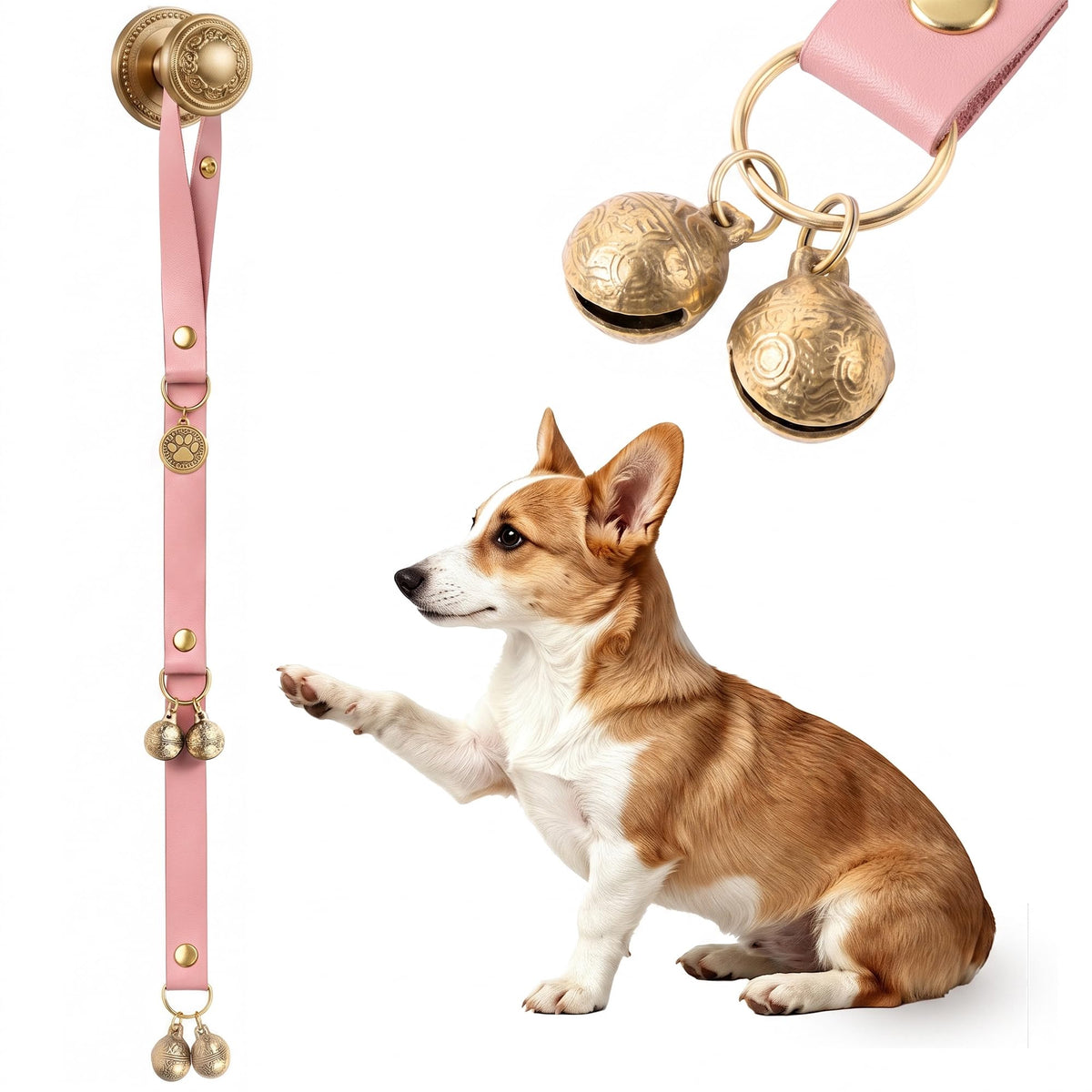 Kytely Leather Dog Doorbells to Go Outside, Brass Bells for Potty Training