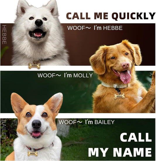 Dogs Tag Stylish Personalized Double Sided Deep Engraved Cat & Dog Tags Engraved for Pets Bone Balloon Shape Brass