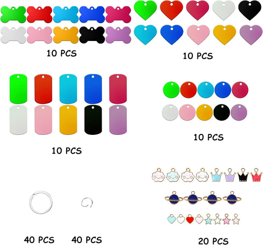 140pcs Blank Dog Tags Engraving Pet ID Tags for Custom Tag Craft