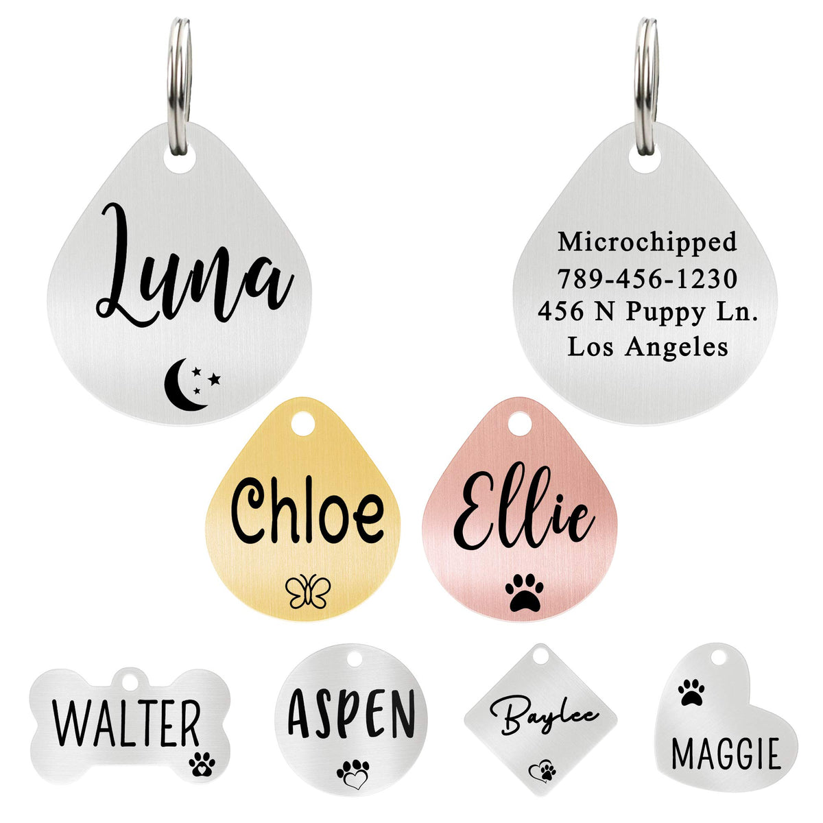 Ultra Joys Personalized Dog Cat ID Tag - Silver Round, Custom Your Own