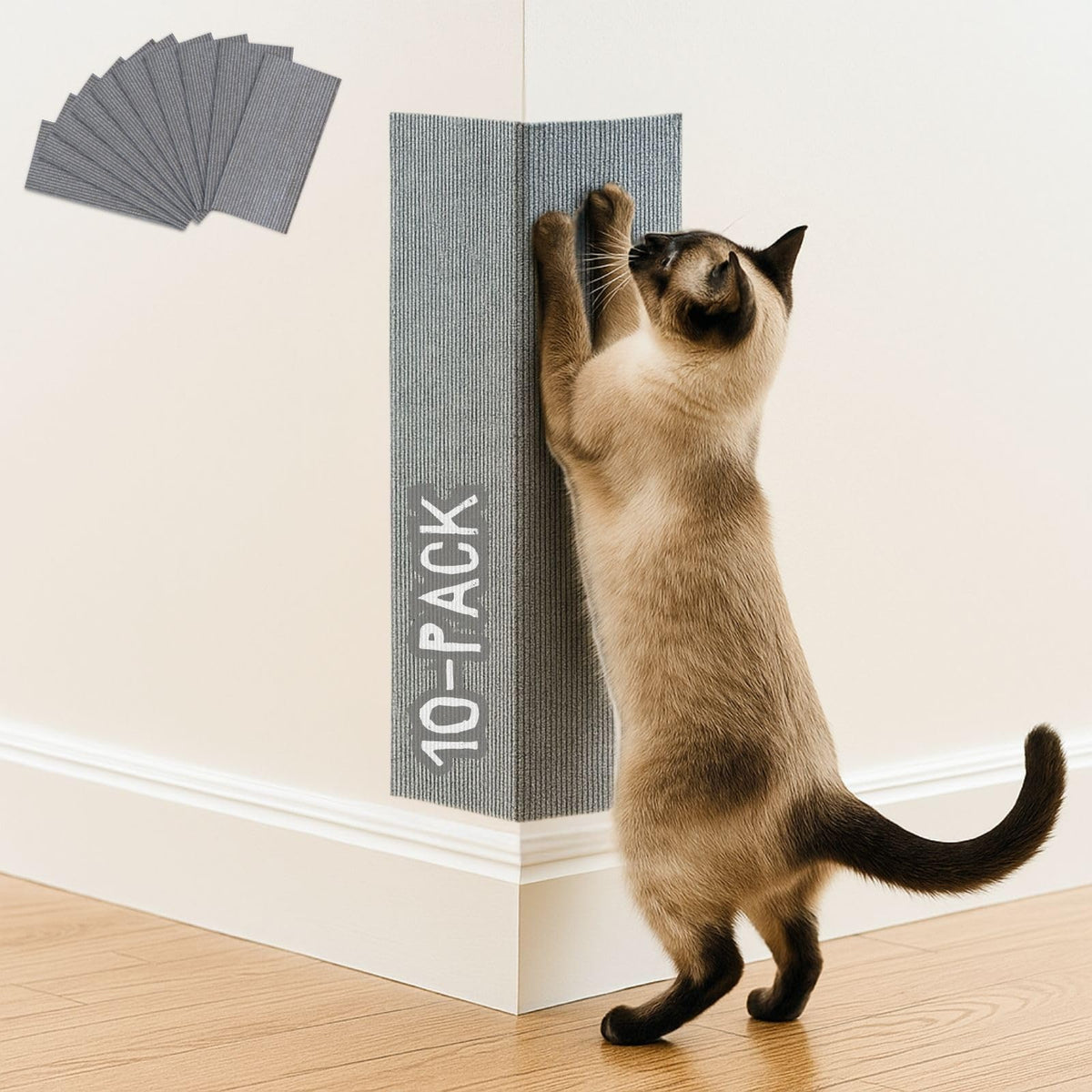 Cat Scratch Mat (3 Pack), 23.6’’ x 11.8’’ Cat Wall Corner Scratcher, Versatile Self-Adhesive Replacement Easy Use for Cat Trees Wall Furniture, Scratching Posts, and Couch Protection (Beige)