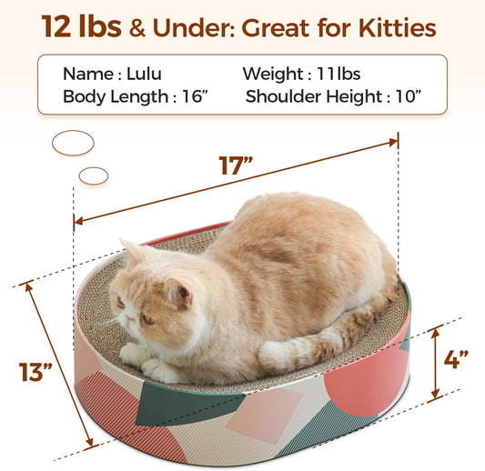 ComSaf Cat Scratcher Bed 17 x 13 in, Oval Cardboard Scratch Pad for Cats