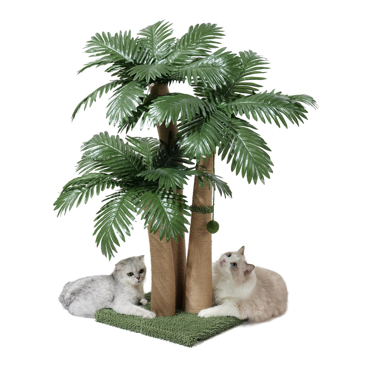 40'' Tall Cat Scratching Post Cat Tree, Curved Design Cat Scratcher Post with 3 Interactive Balls, Natural Sisal Rope Cat Scratching Posts for Indoor Cats Adults Kittens, Multi-Combinable (Style A)