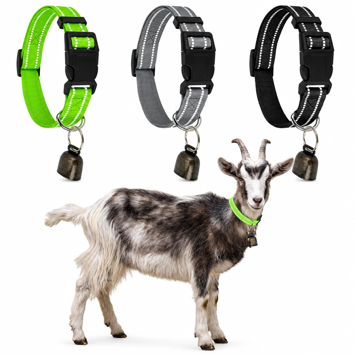 3 Pack Reflective Goat Collars with Bells,Anti-Lost Pet Collar