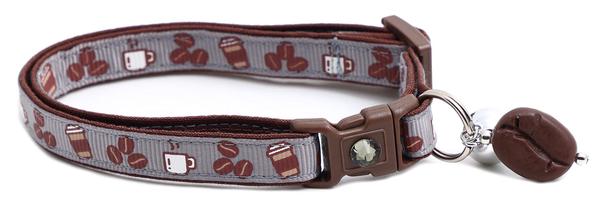 Coffee Cat Collar with Bell | Safety Breakaway Collar | Adjustable Large Size or Kitten (Small(10lbs & Less), Pink)