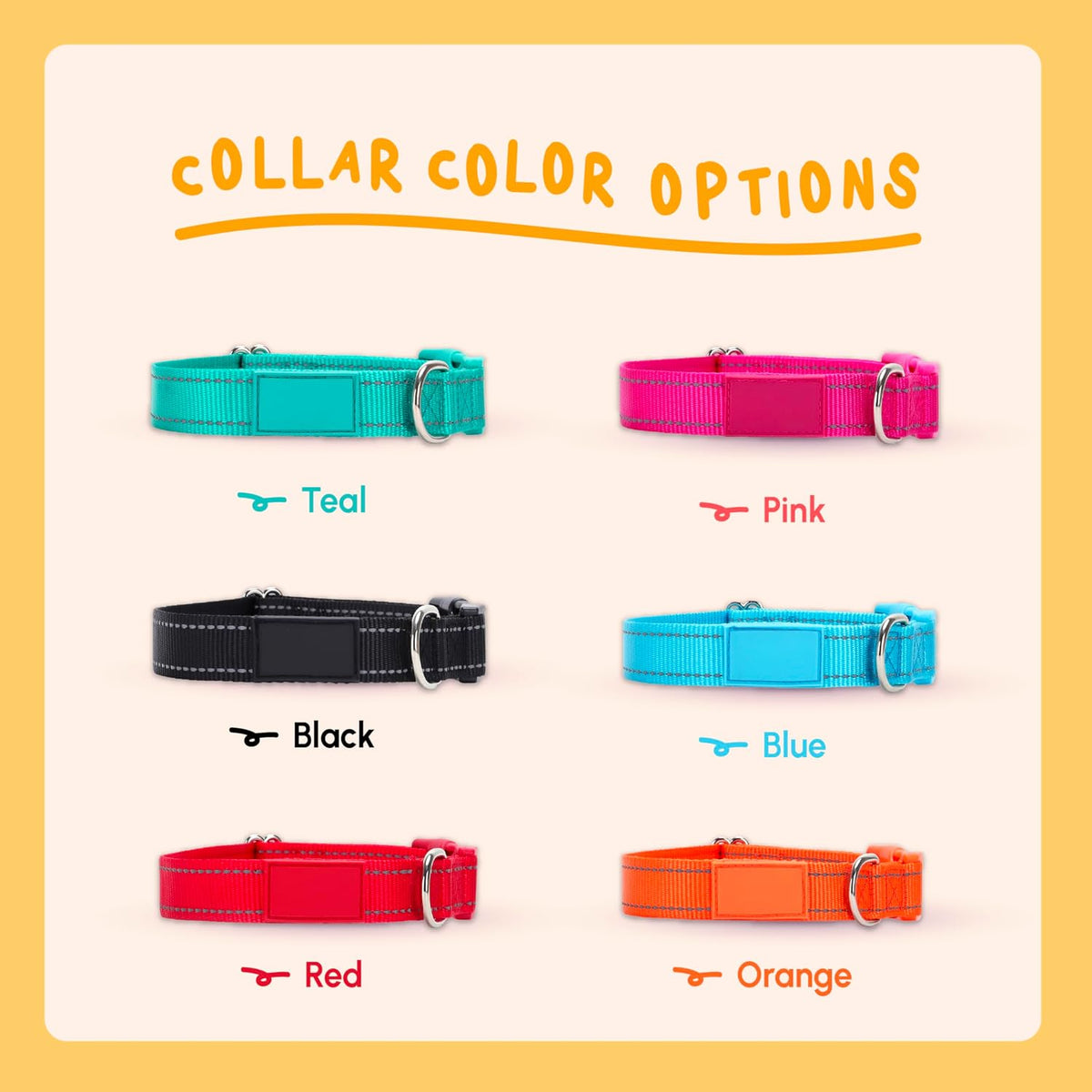 Personalized Dog Collars - Reflective Nylon Collar Customized with Name and Phone Number Adjustable Sizes for Small Dogs, Medium, Large 4 Colors Male Female boy Girl Puppies