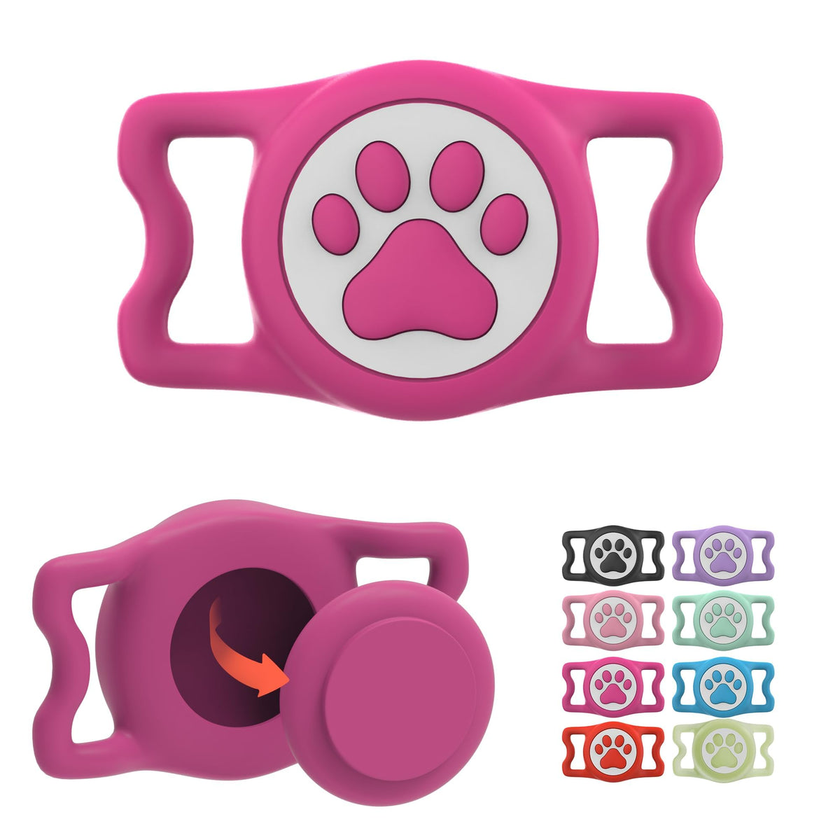 IP68 Waterproof for AirTag Dog Collar Holder, Silicone Dog Air tag Holder for Apple AirTag (Blue&Purple)