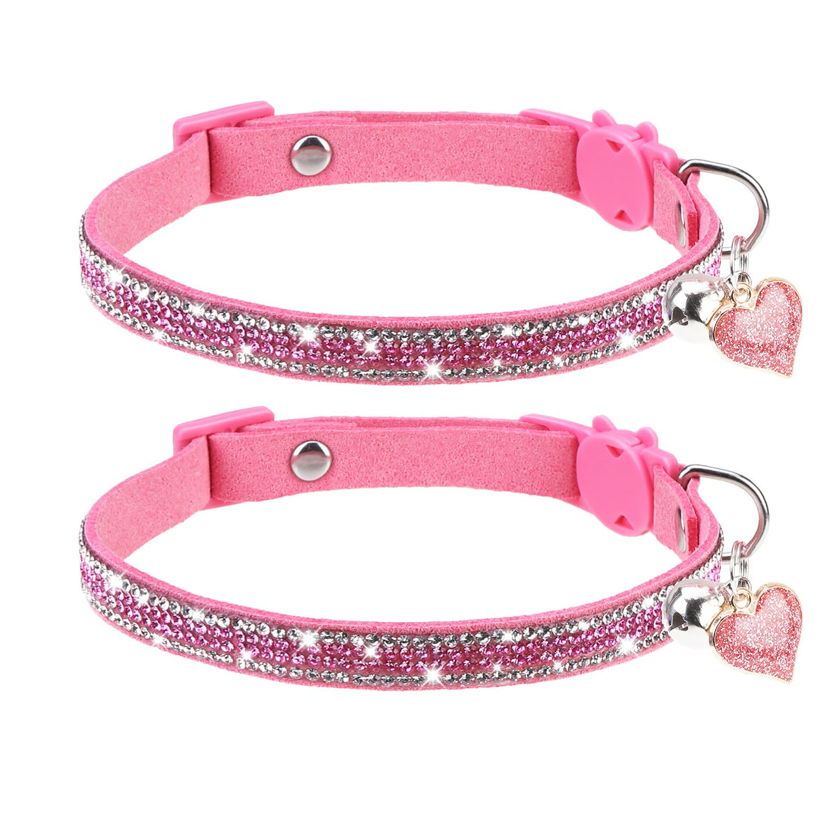 Rhinestone Cat Collar Breakaway, Bling Sparkly Diamond, 2 Pack