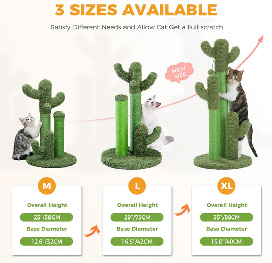 PAWZ Road Cactus Cat Scratching Post 27”Cat Scratcher with Toy Ball