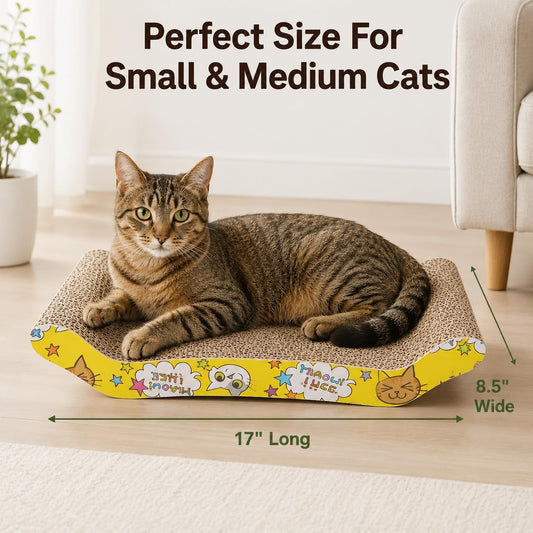 PrimePets Wave Cardboard Cat Scratcher 2 Pack, 17"x8.5" Curved Cat Lounge