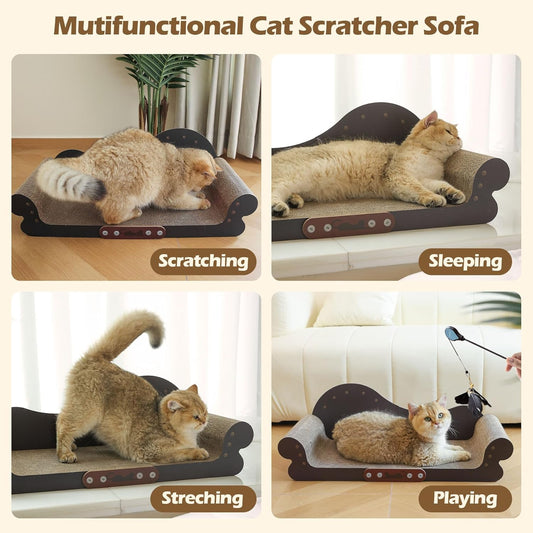 ComSaf Large Cat Scratcher Bed 26.7 in, Cardboard Cat Couch Scratch Pad