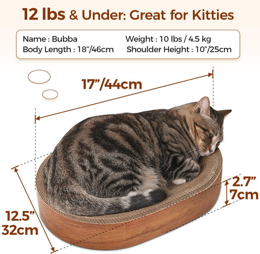 ComSaf Cat Scratcher Bed, Oval Cardboard Scratching Board for Indoor Cats