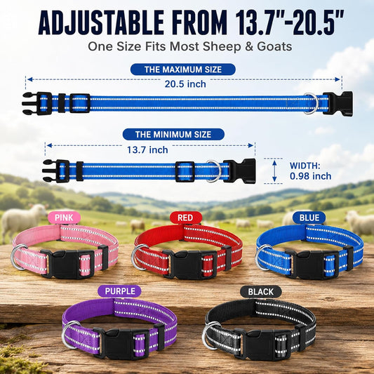 5 Pack Reflective Goat Collars with Bells, Anti-Lost Pet Collar