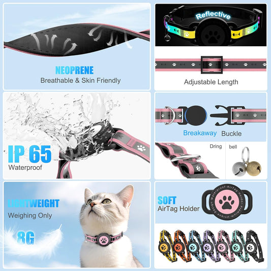 AirTag Cat Collars, Reflective Collar Compatible with Apple Air Tag