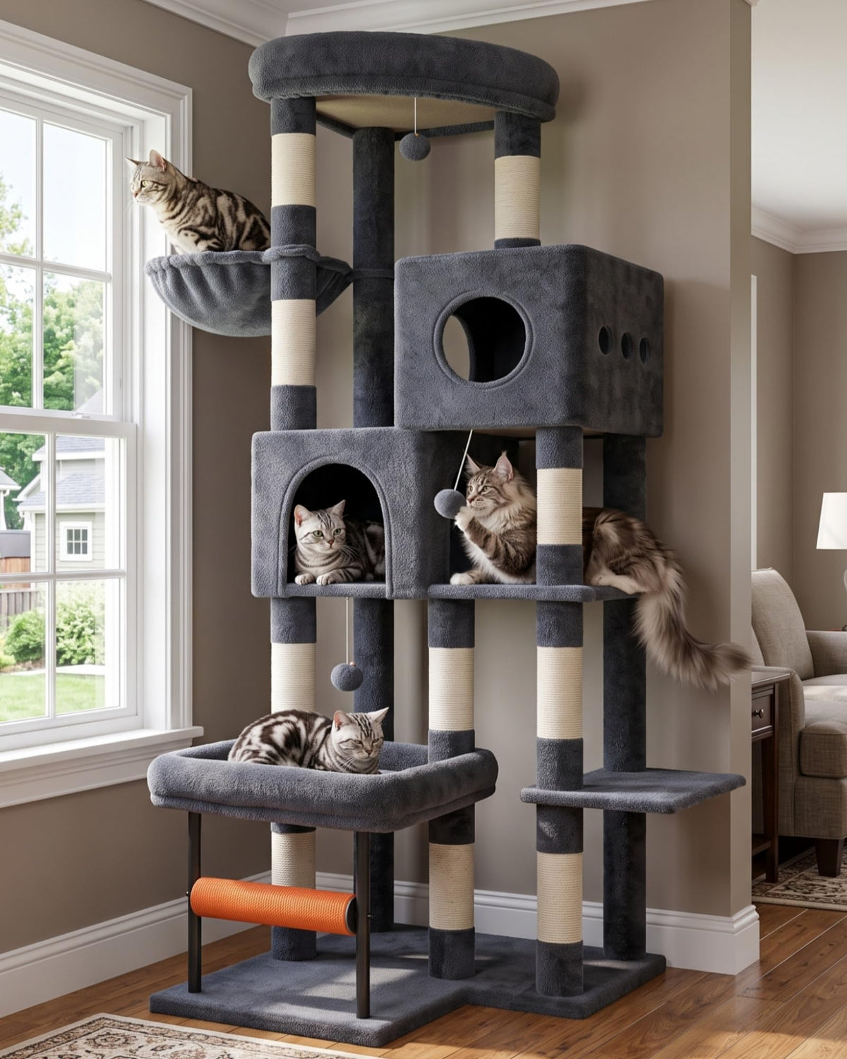 Hey-brother Cat Tree, Sturdy Tower with Sisal-Wrapped Columns, MPJ010SG