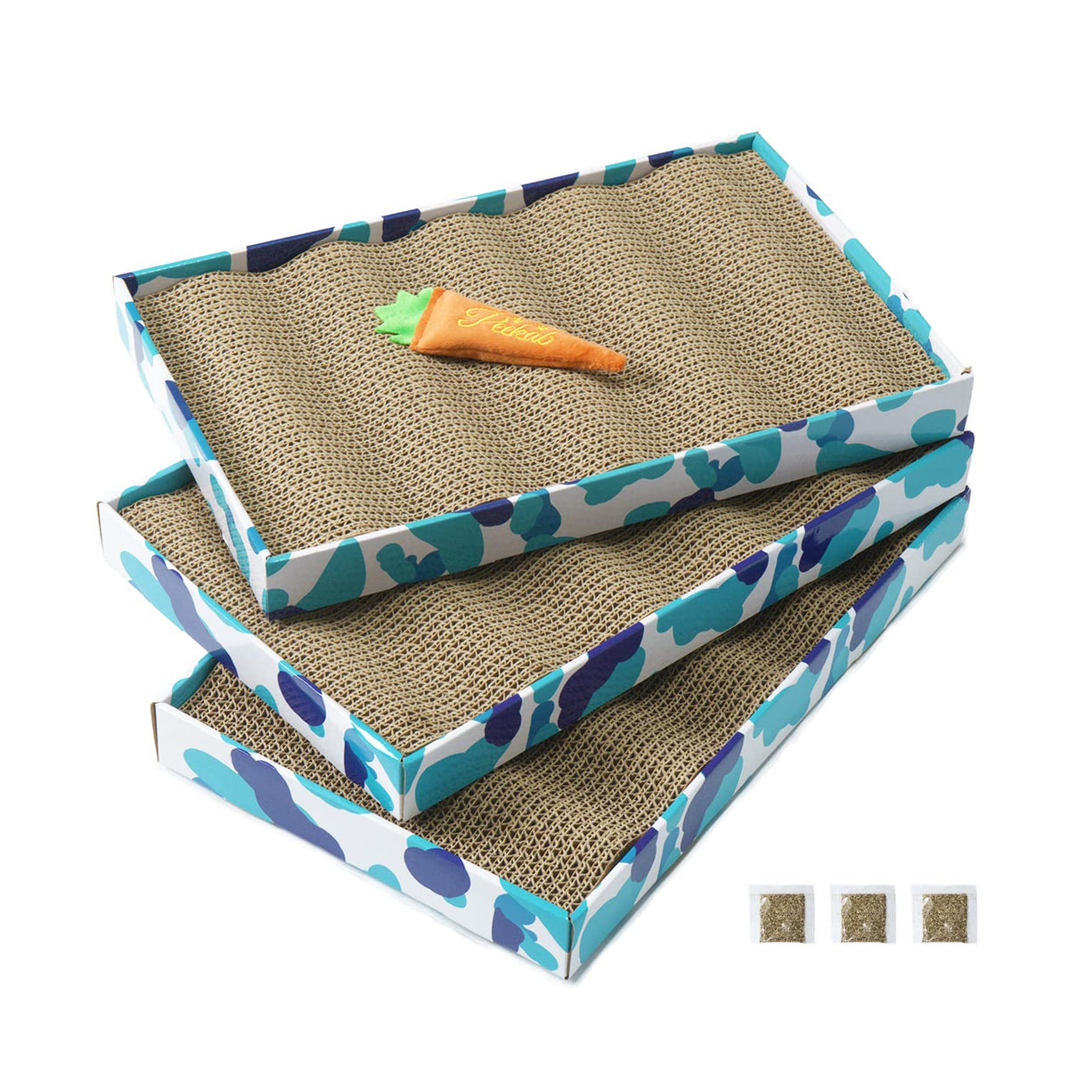 PEEKAB Cat Scratcher Cardboard Reversible Cat Scratch pad Kitty Corrugated Scratching Board Bed Catnip Included