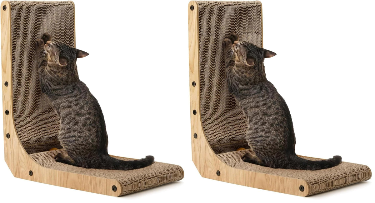 FUKUMARU Cat Scratcher, 18.9 Inch L Shaped Cat Scratch Pad for Indoor Cats