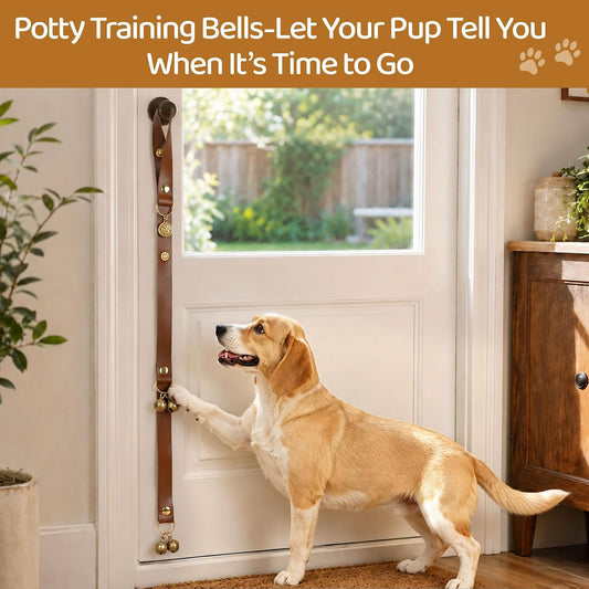 Kytely Leather Dog Doorbells to Go Outside, Brass Bells for Potty Training
