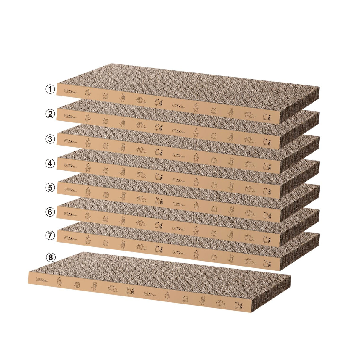 4 Packs in 1 Cat Scratch Pad with Box, Cat Scratcher Cardboard,Reversible,Durable Recyclable Cardboard, Suitable for Cats to Rest, Grind Claws and Play with Scratch Box