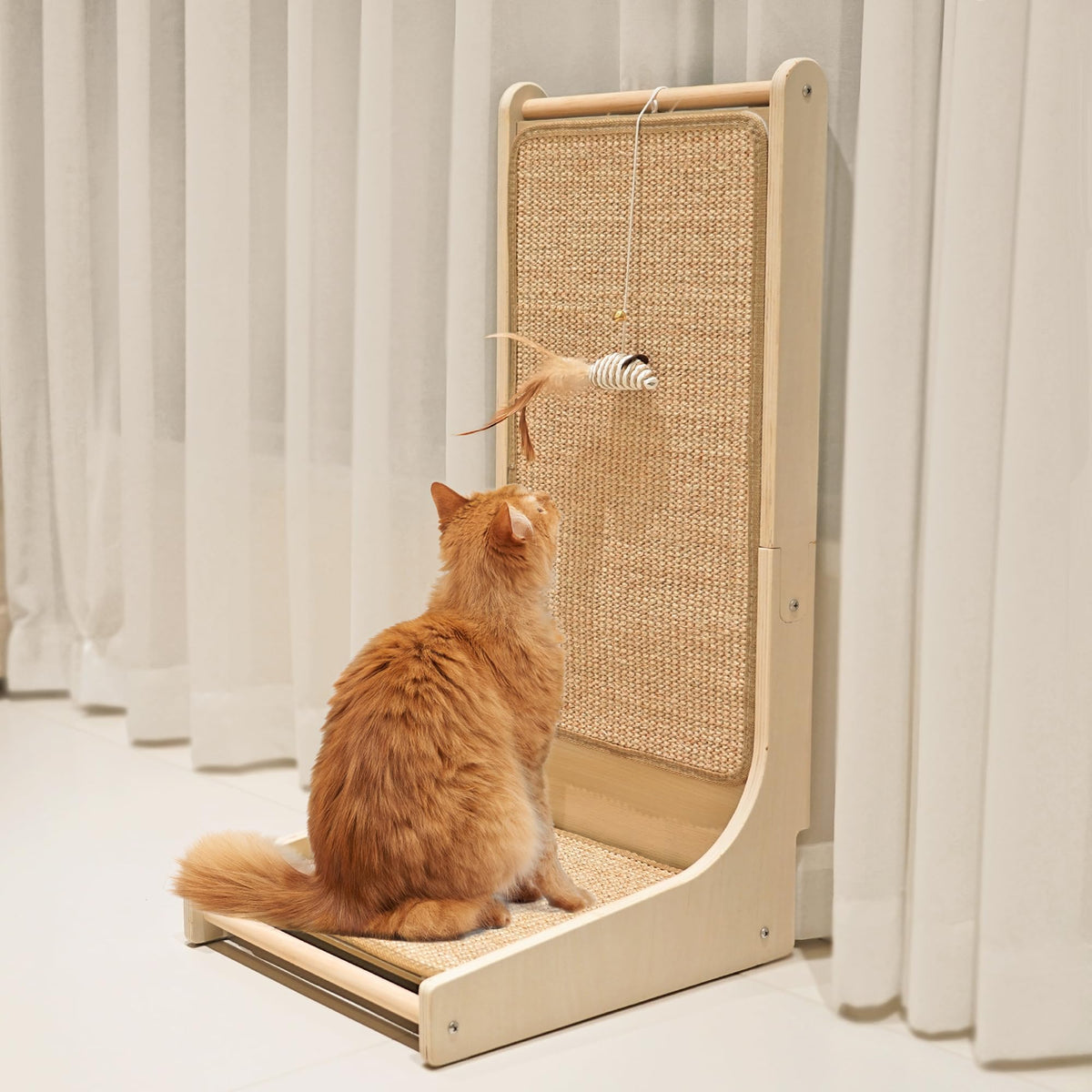 PETKARAY Cat Scratcher, Cat Sisal Scratching Ramp, L Shape Cat Scratch Pad for Indoor Cats, Wall Furniture Protector Large