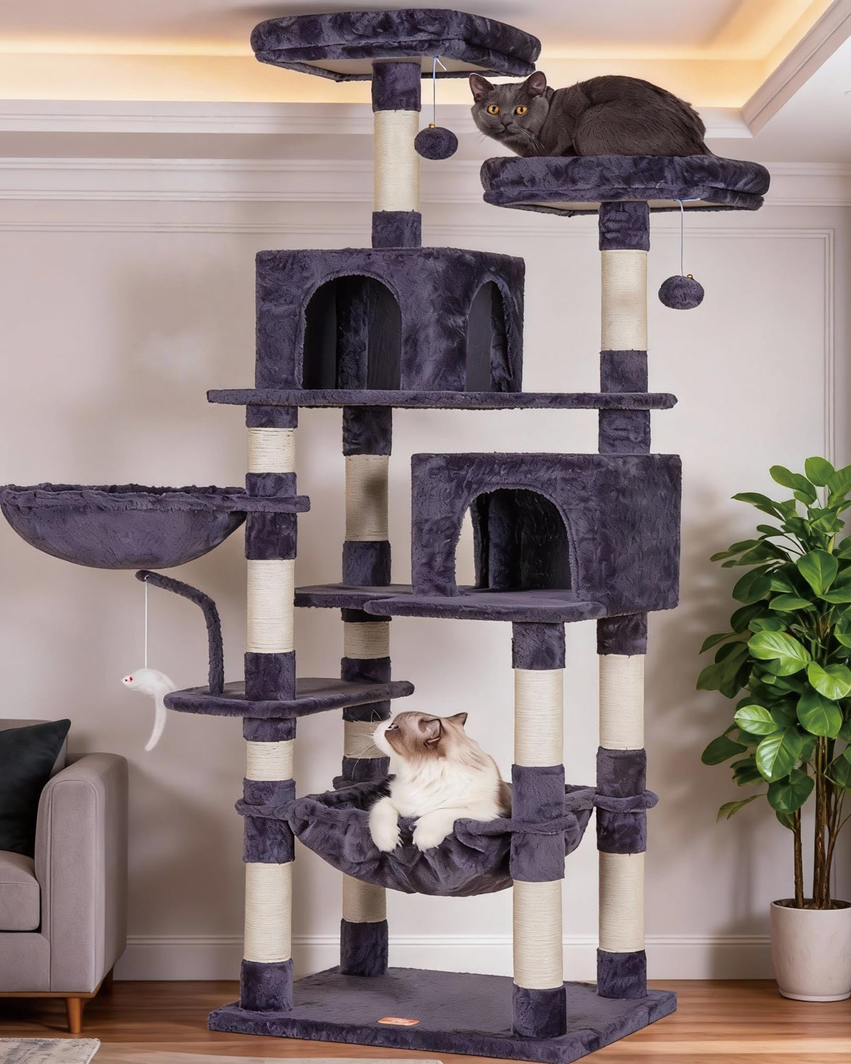 Heybly Cat Tree with Toy, 43.3 inch Cat Tower for Indoor Cats HCT004SW
