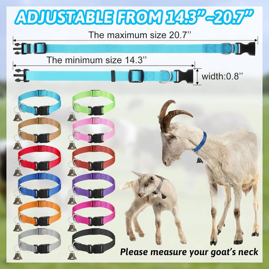 Jexine 12 Sets Goat Collars with Bells Anti-Lost Grazing Pet Collar