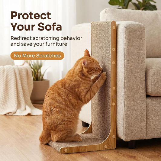 SMARTBEAN 3-Pack Cardboard Cat Scratcher for Indoor Cats, 23 Inch L Shaped Vertical Cat Scratching Post, Cat Scratching Board for Wall and Couch, Large