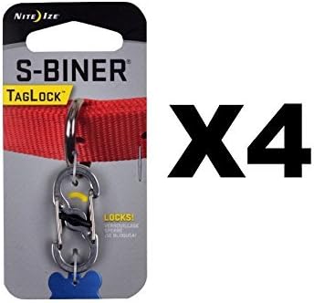 Nite Ize S-Biner TagLock Stainless Steel Locking Biner for Dog Collar (4-Pack)