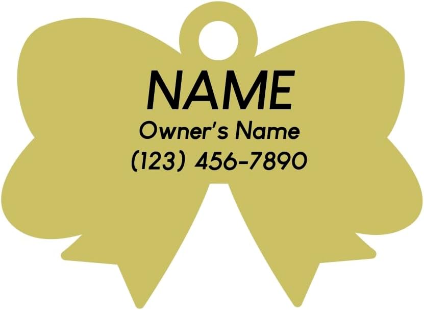 Two Tails Bow Personalized Dog ID Tag, Engraved, Gold Plating