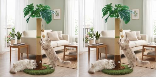 Woochpet 35" inch Cat Scratching Post,sisal cat Scratcher Tree with Leaves