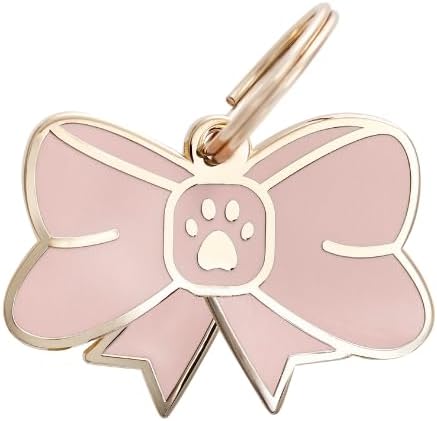 Two Tails Bow Personalized Dog ID Tag, Engraved, Gold Plating