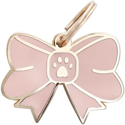 Two Tails Bow Personalized Dog ID Tag, Engraved, Gold Plating